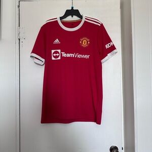 adidas Red Manchester United Home Kit Jersey with White Accents